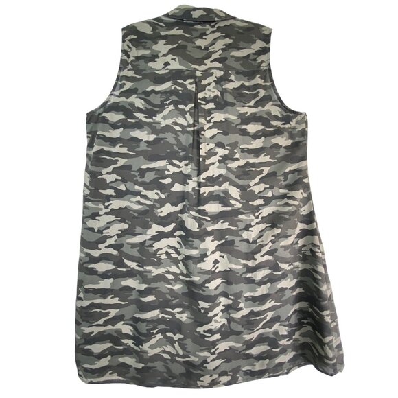 Beach Lunch Lounge Camo Button Down Midi Dress Plus Size 2X Army Y2K Military - Picture 4 of 8